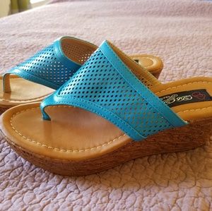 DbDk Fashion Angela Aqua Mesh Wedge Sandals